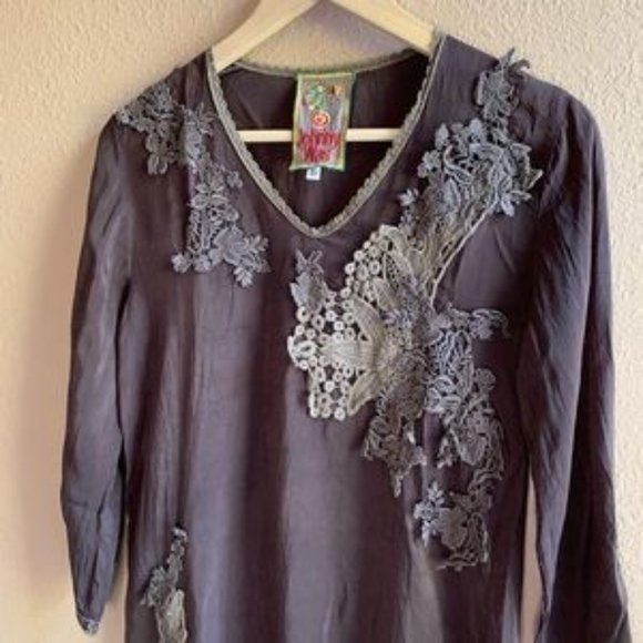 Johnny Was  Gray Lace Appliqué Tunic Small - Picture 2 of 7